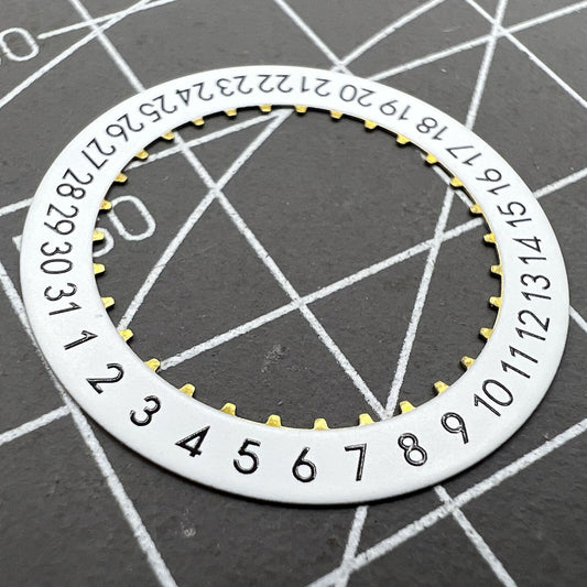OM Font Date Disk featuring clear date wheel for ETA 2824 Date At 6 watch movement, precise replacement part.