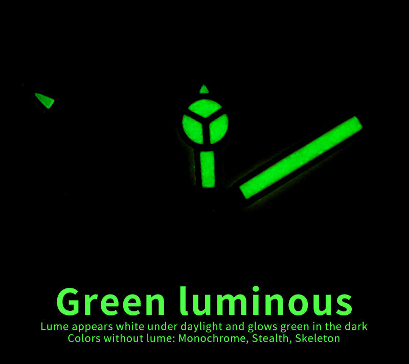 Green luminous watch hands set with pins for SKX007/009 NH35 movement, improving dial visibility.