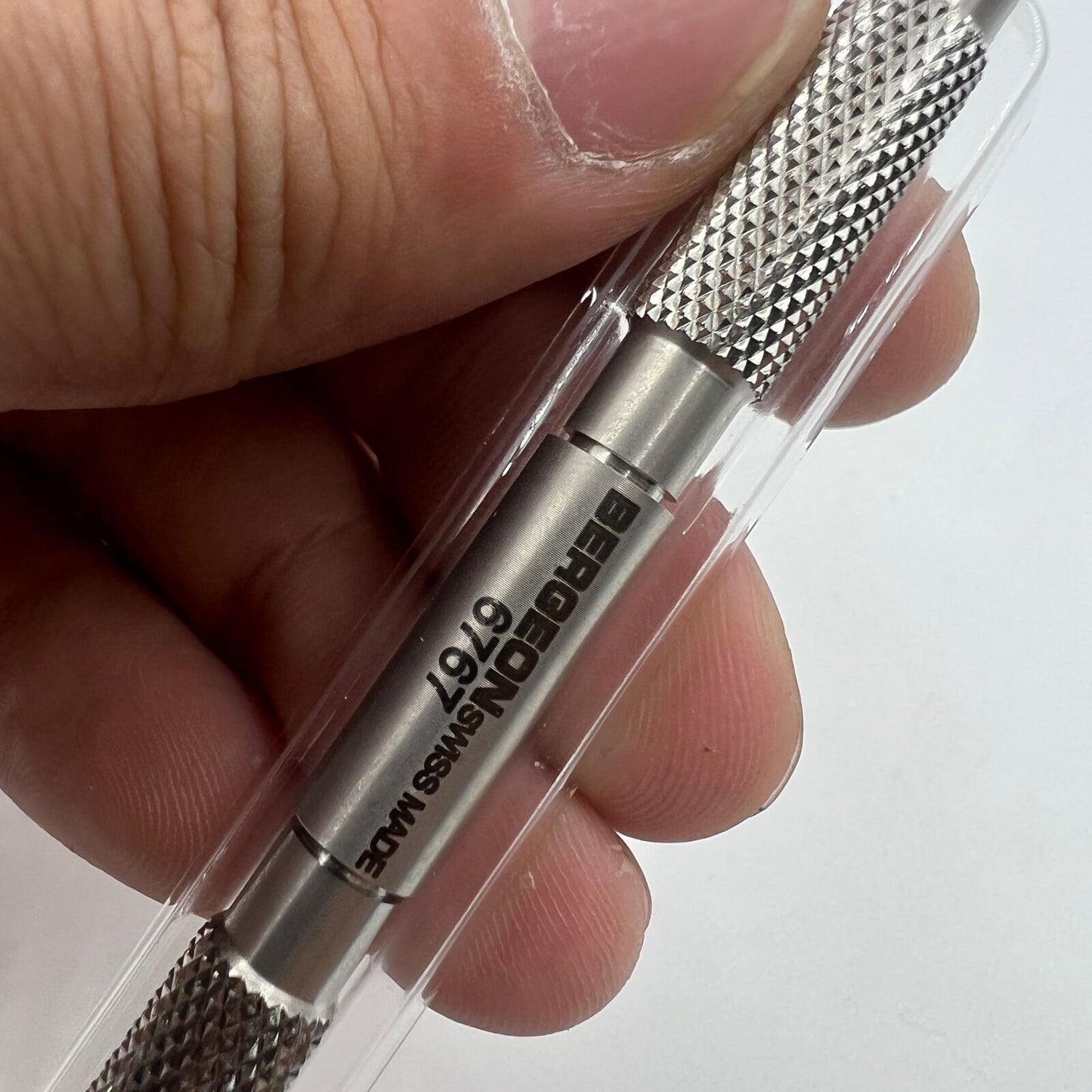 Bergeon 6767-F spring bar tool for precise watch bracelet fitting and removal.