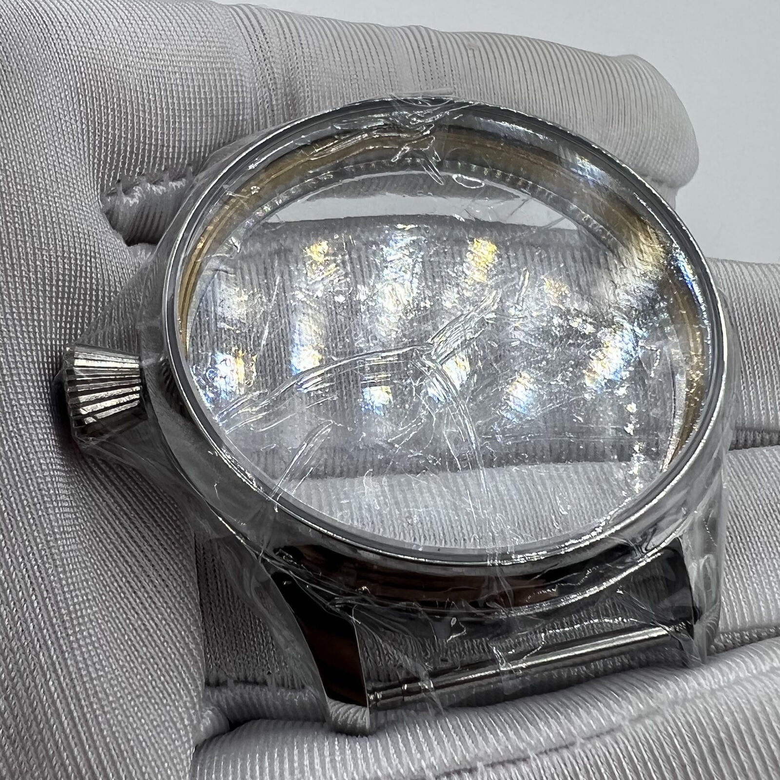 44mm stainless steel watch case compatible with ETA 6497/6498 and Seagull ST3600/ST3621 movements.