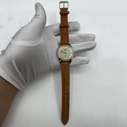 32mm Shiyou grey manual mechanical watch with 17 jewels and single date display, elegant design.