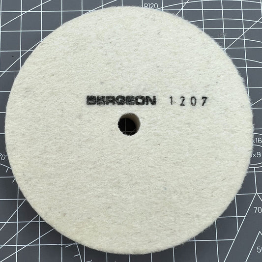 Swiss Bergeon 1207 white felt polishing wheel for watch accessories, Swiss made for precision finishing.