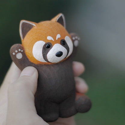 Handmade Little Panda wooden figurine, perfect collectible sculpture for elegant watch accessory display.