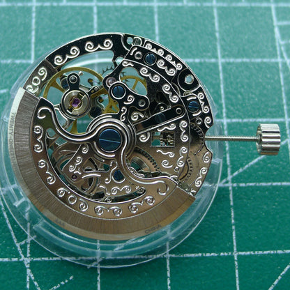 TY2807 skeleton automatic watch movement by T16, precision replacement for mechanical watch repair and upgrade.