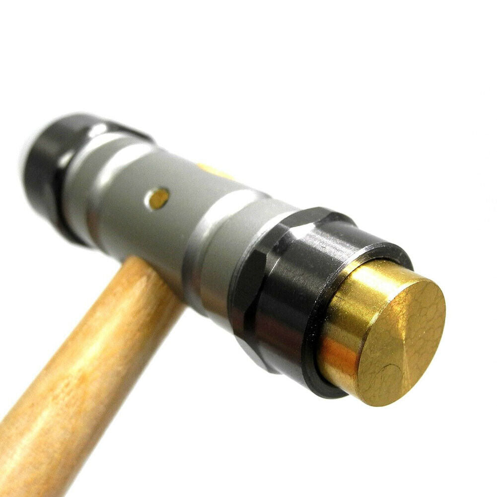 Swiss Bergeon 30417 hammer with replaceable brass and synthetic ends for delicate watch repairs.