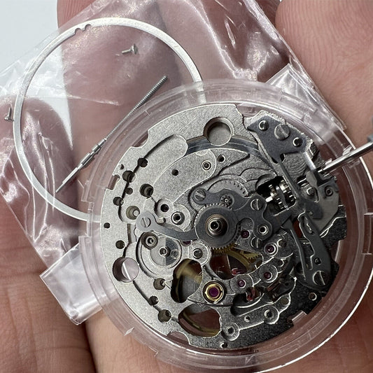 Miyota 82S0 silver plated automatic mechanical watch movement with hollow design, precision Japanese craftsmanship.