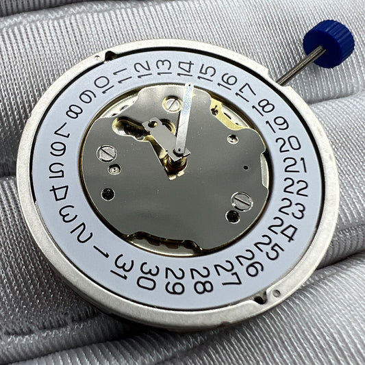 Swiss Ronda 5030D quartz watch movement with date at 4, precision Swiss parts by Ronda.