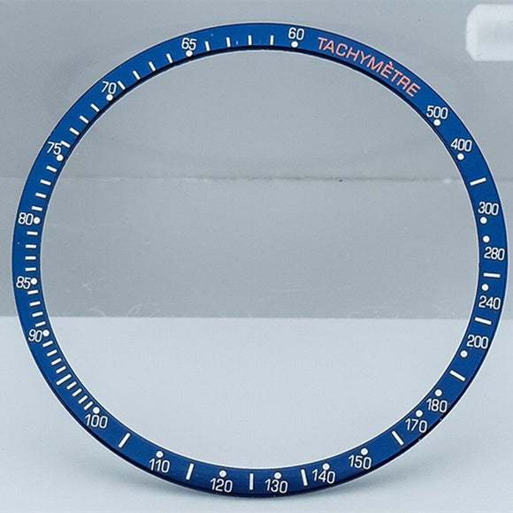 Aluminum Alloy Blue Ring+White+Orange Font Watch Bezel for Omega Speedmaster