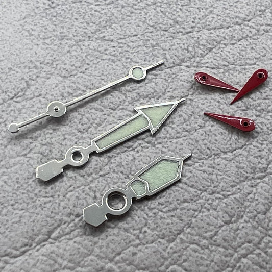 2 Sets/Pack 10mm Silver Trim Green Luminous Red Second Hands for Miyota 0S60
