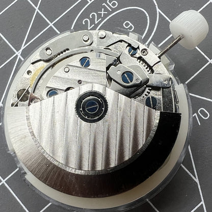 Close-up of China Made 7750 automatic chronograph movement with day-date at 3 o?clock, highlighting precise ETA 7750 mechanism by China Made.