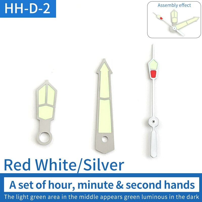 Green luminous watch hands set for NH15 NH36 movements, perfect for Seiko SKX007 SKX009 models.