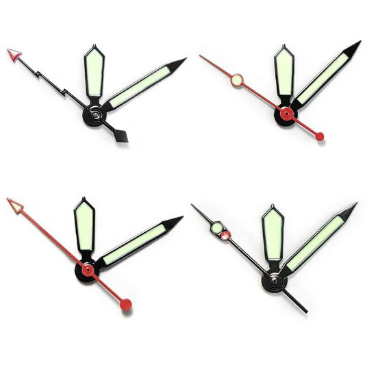Luminous green watch hands set for NH35/NH36 movement, ideal for watch repair precision.
