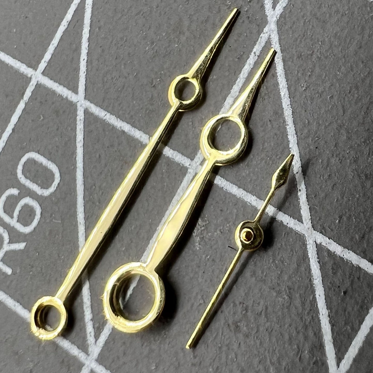 No Lume golden watch hands for Seagull ST3600 and ETA6497, precise fit replacement.