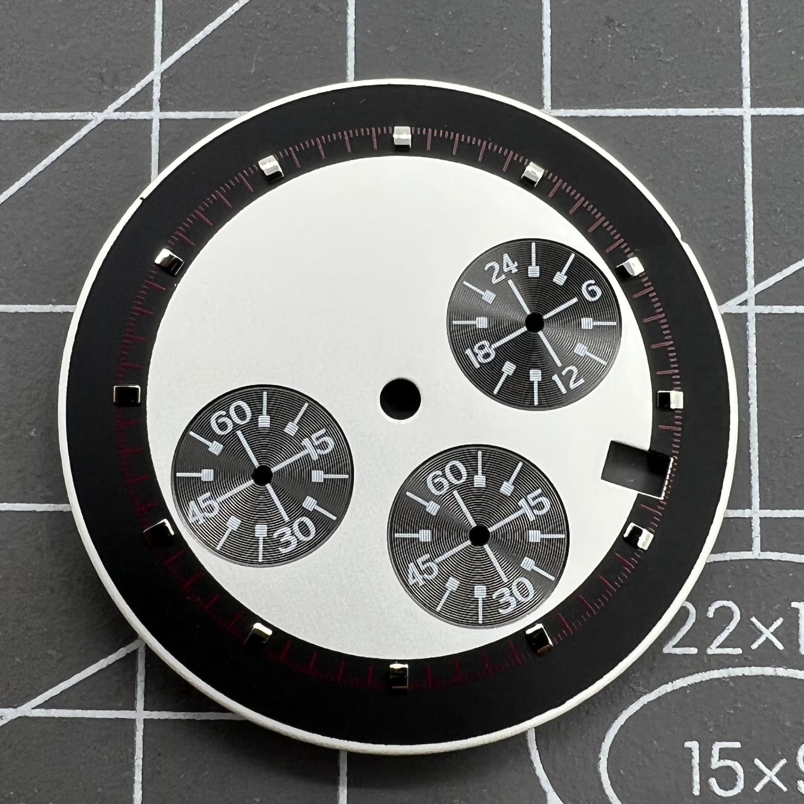 Black and white Green Lume 32.5mm Timed Lap Watch Dial for VK63 quartz
