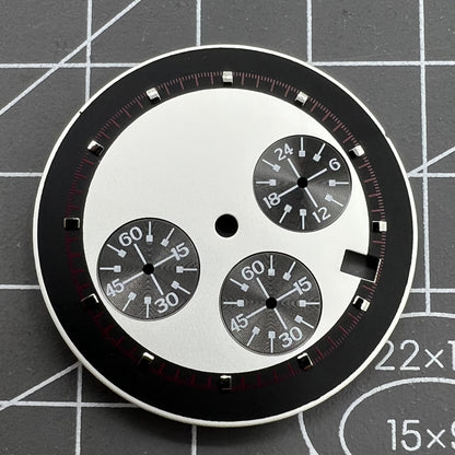 Black and white Green Lume 32.5mm Timed Lap Watch Dial for VK63 quartz