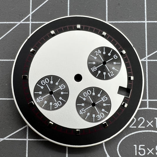 Black and white Green Lume 32.5mm Timed Lap Watch Dial for VK63 quartz