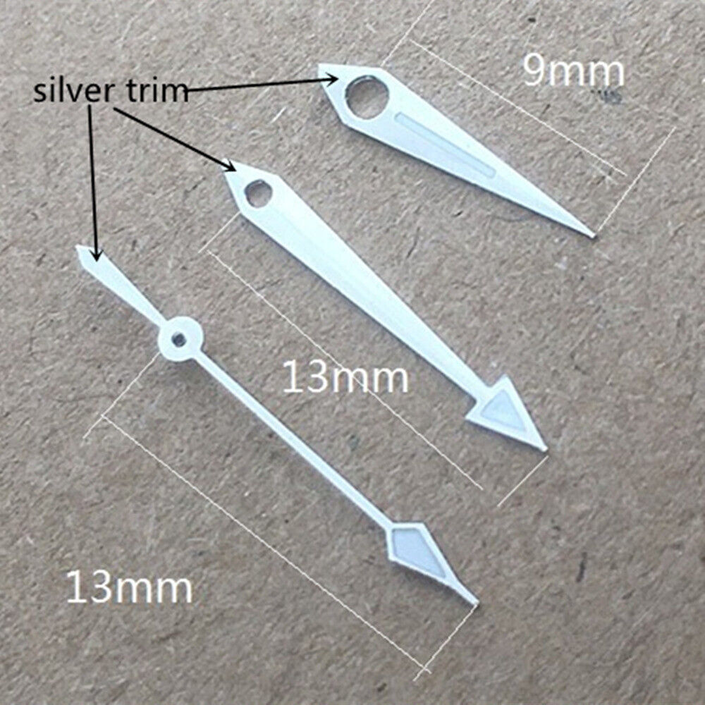 Arrow shape 13mm lume watch hands for Seagull ST6 automatic mechanical movement, precision fit.