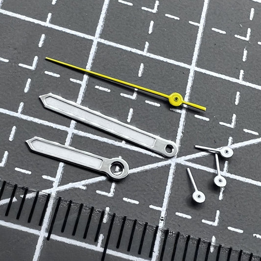 2 Sets/Pack Silver Trim Yellow Second Hand with Lume Hands for VD53 VD54 VD57