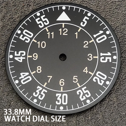 33.8mm Green Luminous Black Pilot Watch Dial for NH35 Movement Watch Repair Part