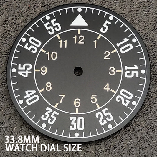 33.8mm Green Luminous Black Pilot Watch Dial for NH35 Movement Watch Repair Part