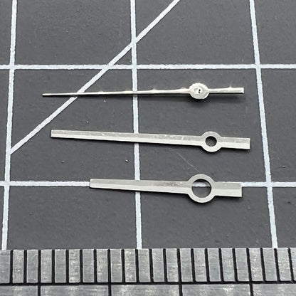 Silver and black trimmed watch hands for NH35/NH36/4R/7S movements, no lume,.