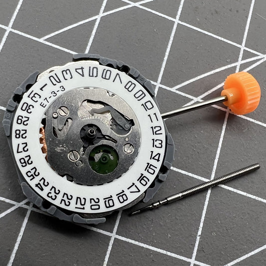 Japan Made Miyota 1N12 quartz watch movement with date display at 3 o'clock, reliable replacement by Miyota.