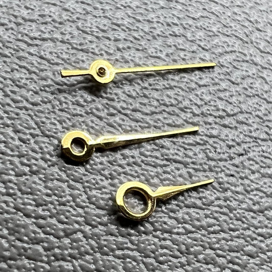 Golden watch hands set for Miyota 2035 movement, 2 sets per pack, perfect for watch repair.