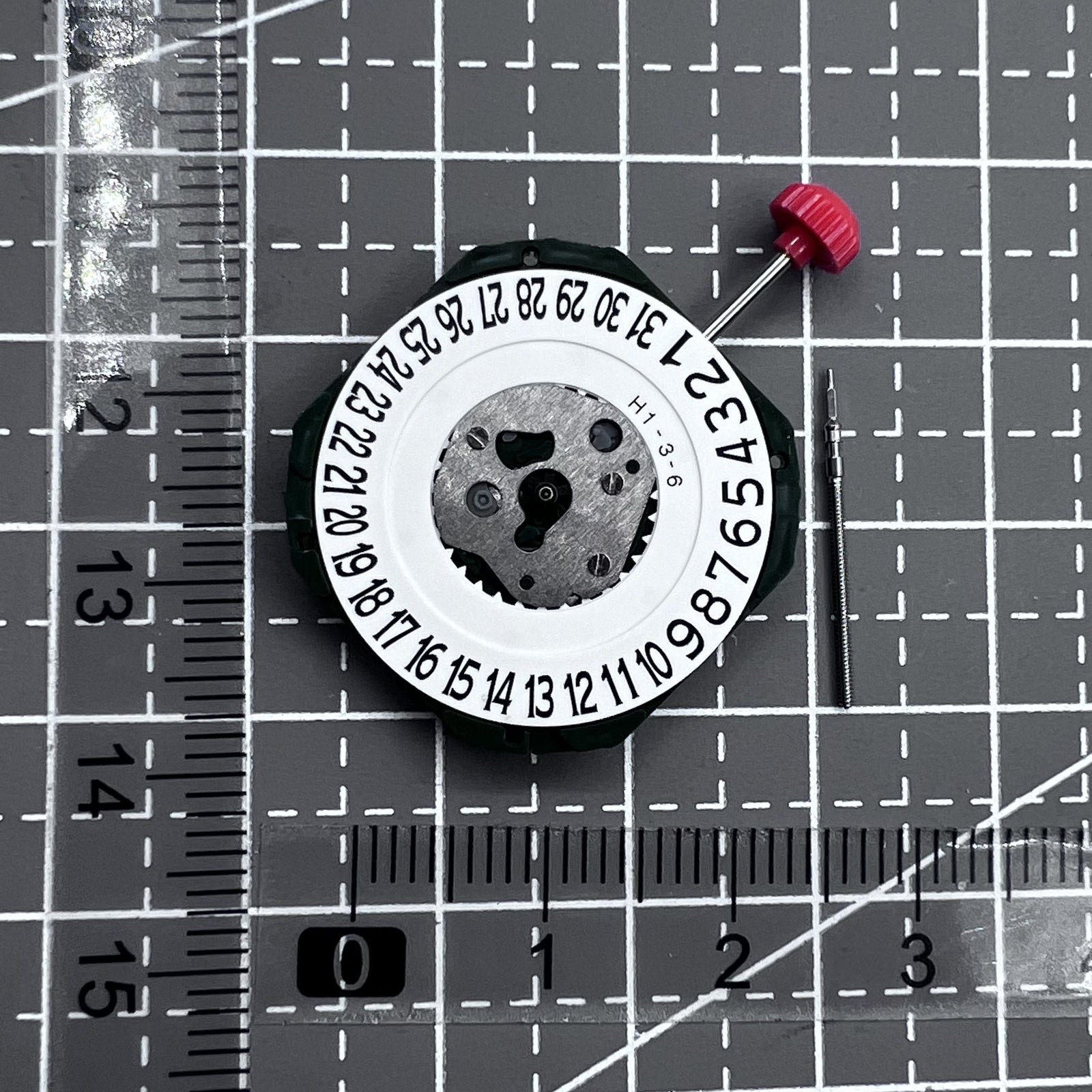 Japan Miyota 2315 quartz watch movement with three hands and date at 6 o'clock, crown pin included