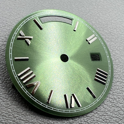 28.5mm No Lume Silver Nail Army Green Watch Dial for Movement Seagull ST1644