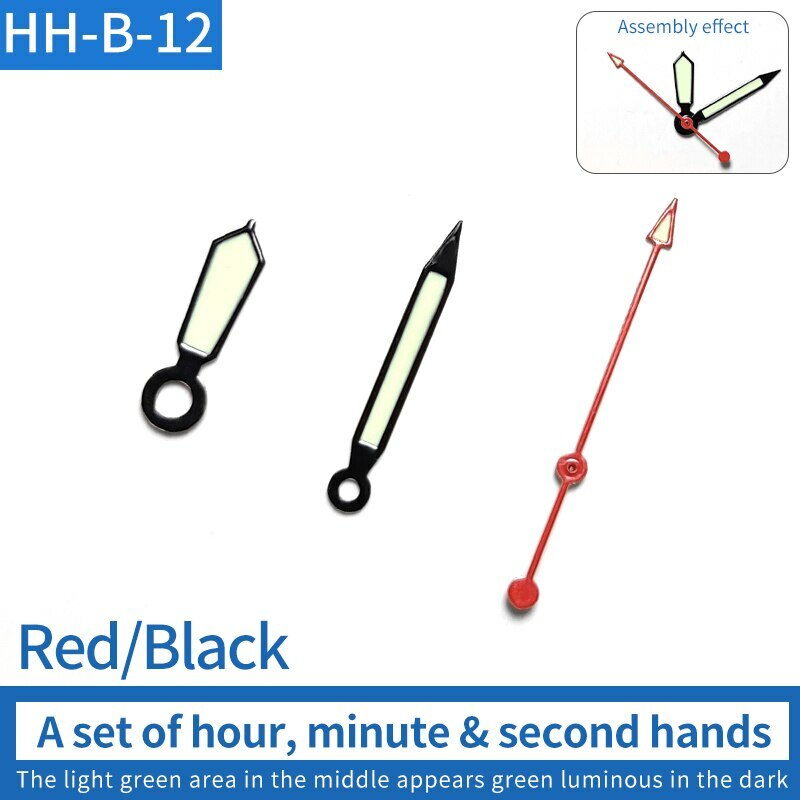 Aiguilles de montre vertes lumineuses pour réparation de montres à mouvement NH35/NH36 