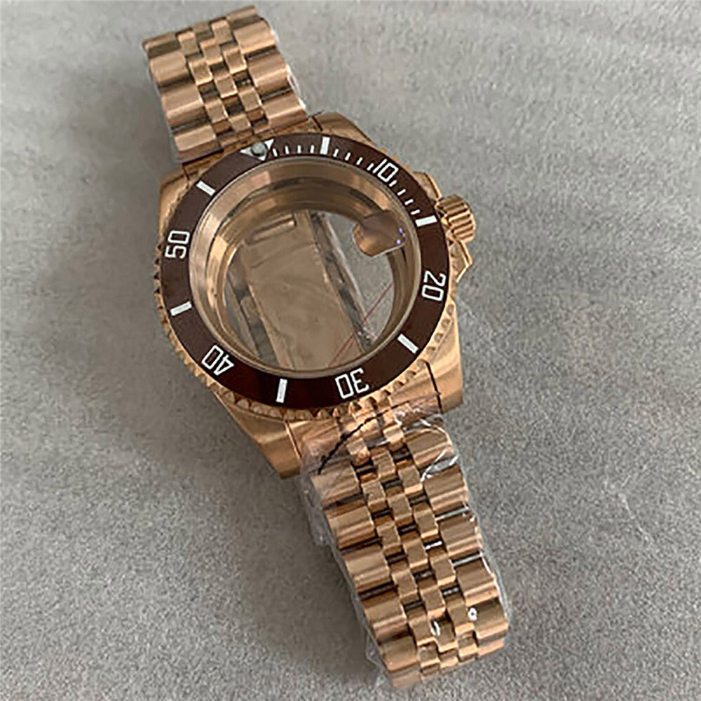 40 mm goldenes Uhrengehäuse-Armband für NH35/36-Uhrwerk, modifiziertes Saphirglas 