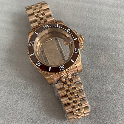 40 mm goldenes Uhrengehäuse-Armband für NH35/36-Uhrwerk, modifiziertes Saphirglas 
