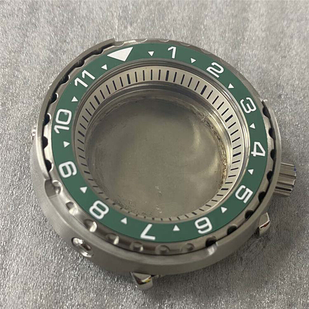 45MM stainless steel watch case with mineral glass and inner ring, fits NH35/NH36 movements.