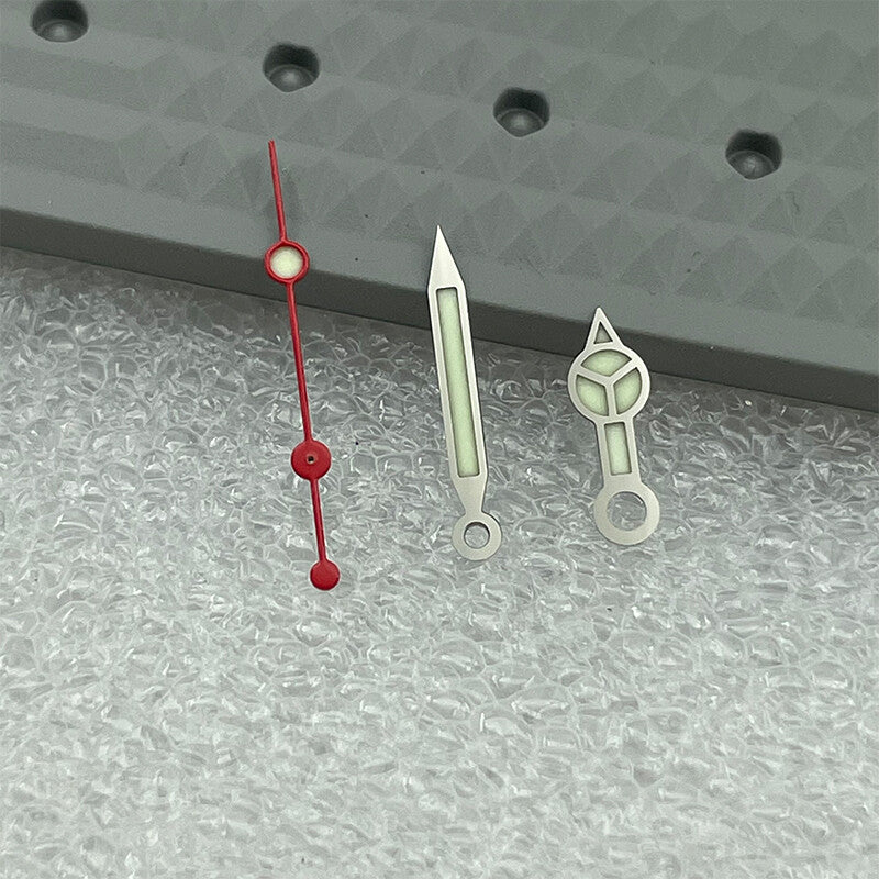 Green luminous watch hands set by P1-7-A for SKX/SBBN with NH35A/NH36 movement, precise fit.