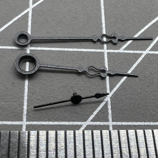 Small black floral watch hands by Seagull, compatible with ST3600/ST3621 and ETA6497/6498 movements.