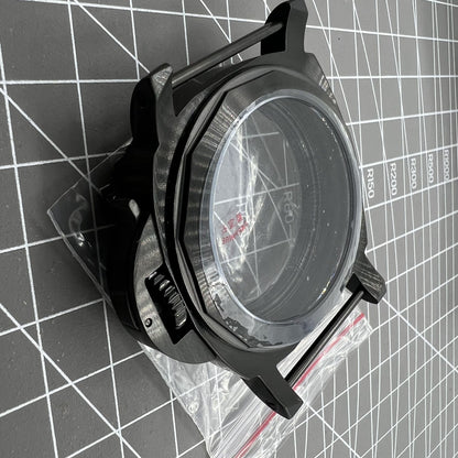 Boîtier de montre en verre saphir noir 316L de 44 mm pour Seagull ST3600/ST3621/<tc>ETA</tc>6497/6498