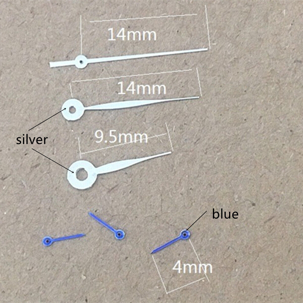 Blue 14mm small second hand for Miyota OS10 OS20 OS60 OS80 watches, silver base design.