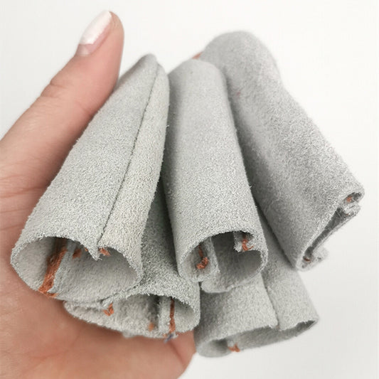 Set of genuine leather recyclable finger cots for watch and jewelry repair protection.