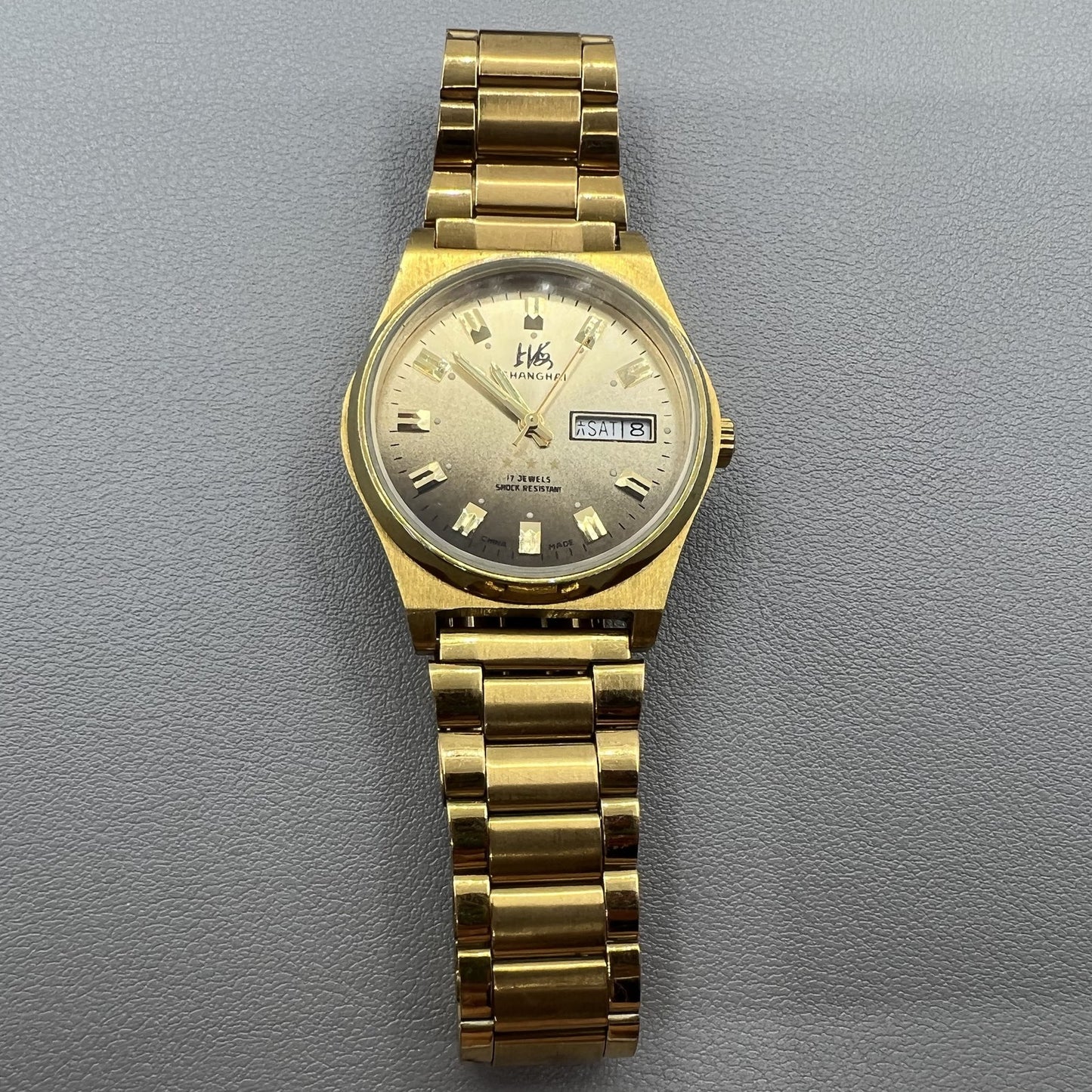 Shanghai Factory Made Manual Mechanical Watch Dark Brown Dial Double Calendar