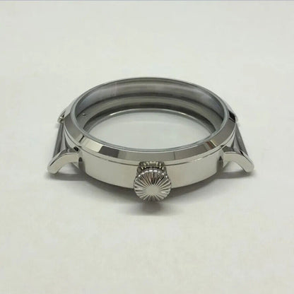 46mm 316L stainless steel watch case, compatible with ETA6497/6498 and ST3600/3621 movements for precise assembly.