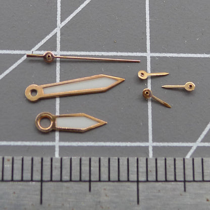 Aiguilles lumineuses de 10 mm avec garniture dorée rose pour montres Miyota OS10, OS20, OS22, OS60, OS80