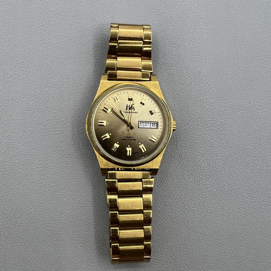 Montre mécanique manuelle fabriquée en usine à Shanghai, cadran marron foncé, double calendrier