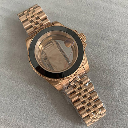 40 mm goldenes Uhrengehäuse-Armband für NH35/36-Uhrwerk, modifiziertes Saphirglas 