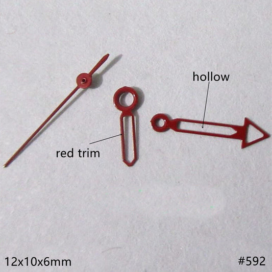 Aiguilles de montre creuses peintes en rouge de 12 mm pour mouvements Miyota 2035, 2115, 2105 et 2305