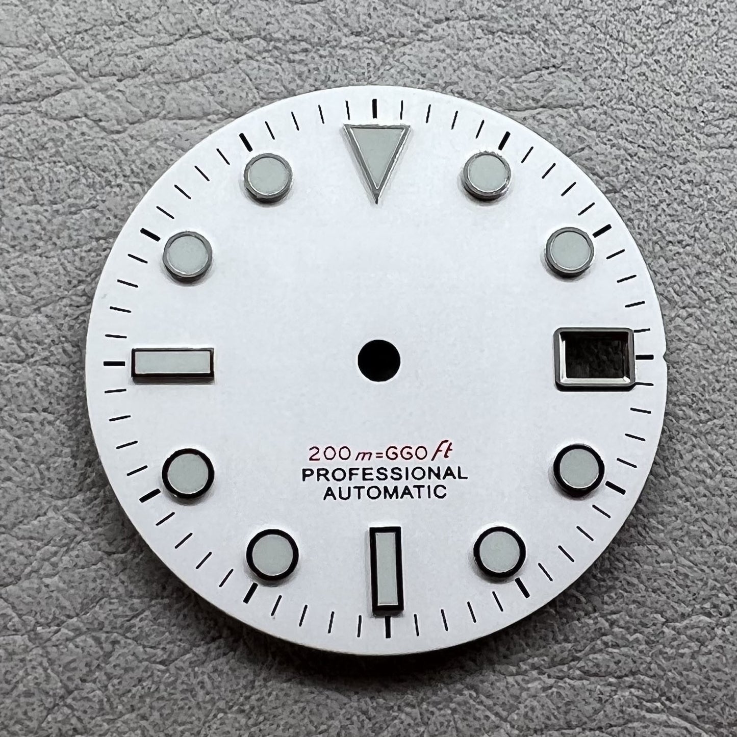 Silver bezel watch dial with green luminous markers, compatible with NH35 NH36 movements