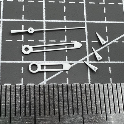 13 mm 6 Zeiger, weißer Rand, hohle Uhrzeiger für Quarzwerk ISA 8172, Silber 