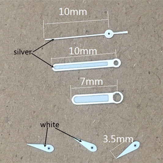 Aiguilles de montre rondes et pointues de 10 mm avec garniture argentée pour Miyota OS10, OS20, OS60, OS80
