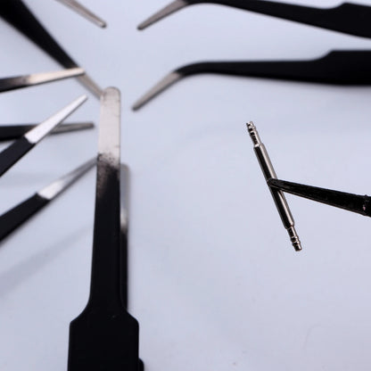 6pcs Anti-static S/S Black Plating Tweezers+PVC Bag for Watch Jewelry Repair