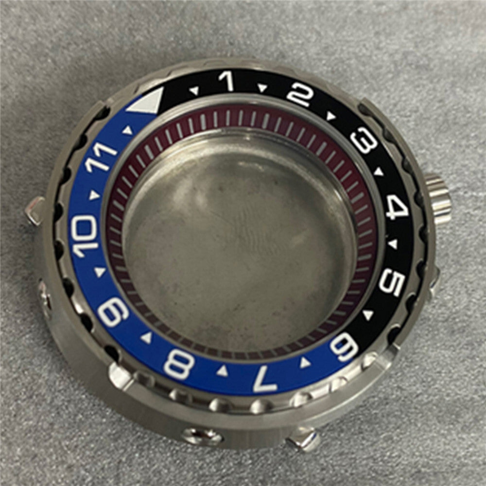 45MM stainless steel watch case with mineral glass, compatible with NH35/36 movements, durable and stylish accessory.