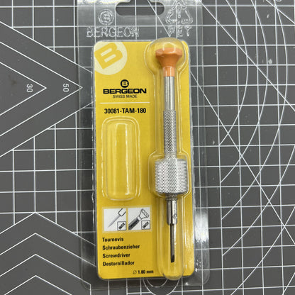 Swiss Made Bergeon 30081-TAM-180 drum barrel screwdriver, 1.80mm, precision tool for watch repair.